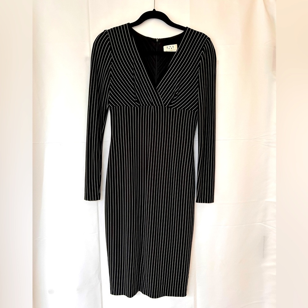 David Meister Black Pinstripe Dress